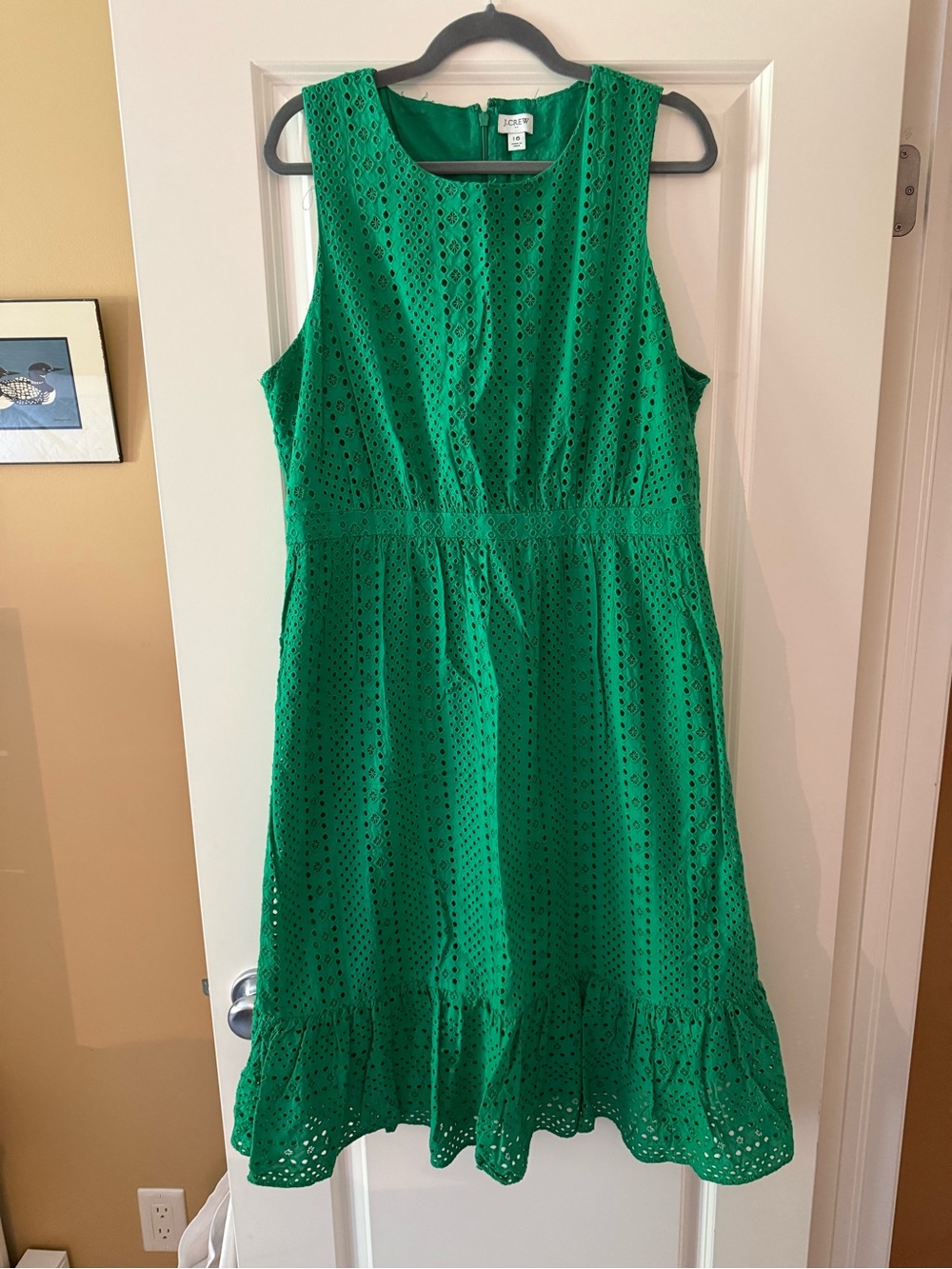 J.Crew Green Eyelet Sleeveless Dress